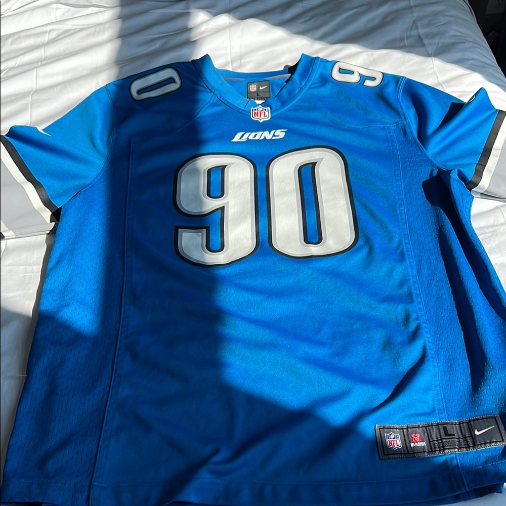SOLD- Nike Blue Lions Jersey with Number 90
